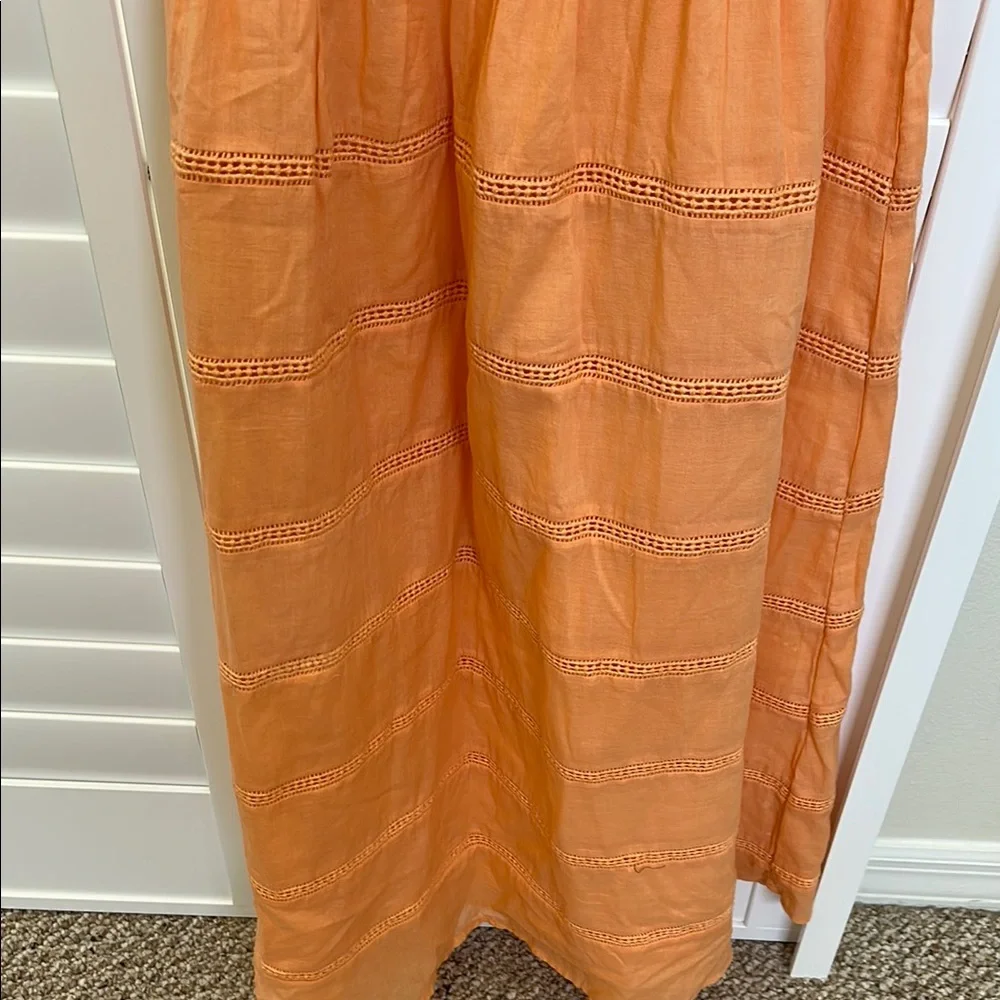 Olivia James Cap Sleeve Orange Melon Cotton Maxi Dress Size S